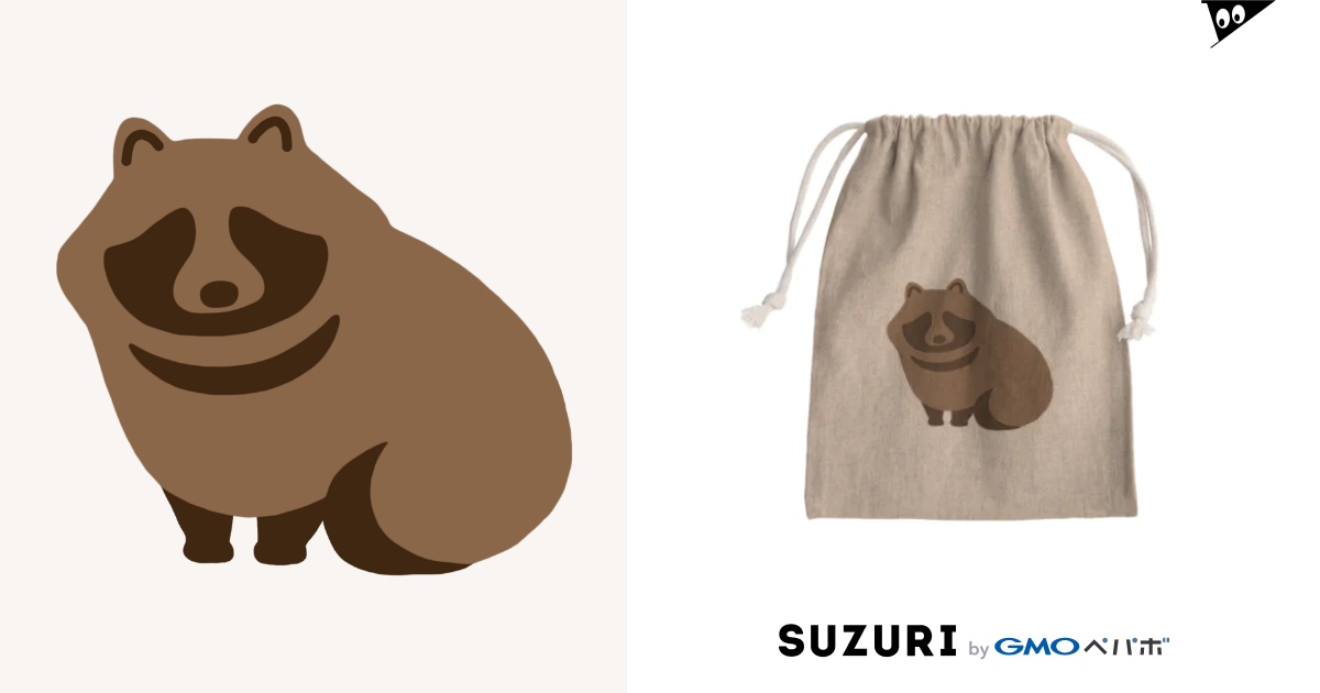 おすわりたぬきくん Mini Drawstring Bag by あざらしの7つどうぐ ( azananadougu ) ∞ SUZURI