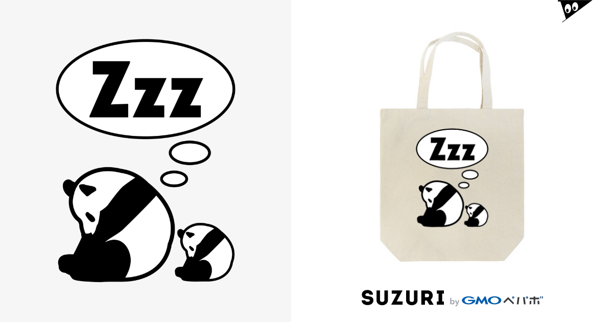Zzzパンダ 2匹 / Zzz sleeping panda / DRIPPED ( dripped )のトート 