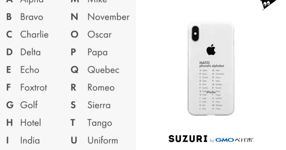 Natoフォネティックコード クウネルアソブシゴトスル Qunea のソフトクリアスマホケース Iphoneケース 通販 Suzuri スズリ