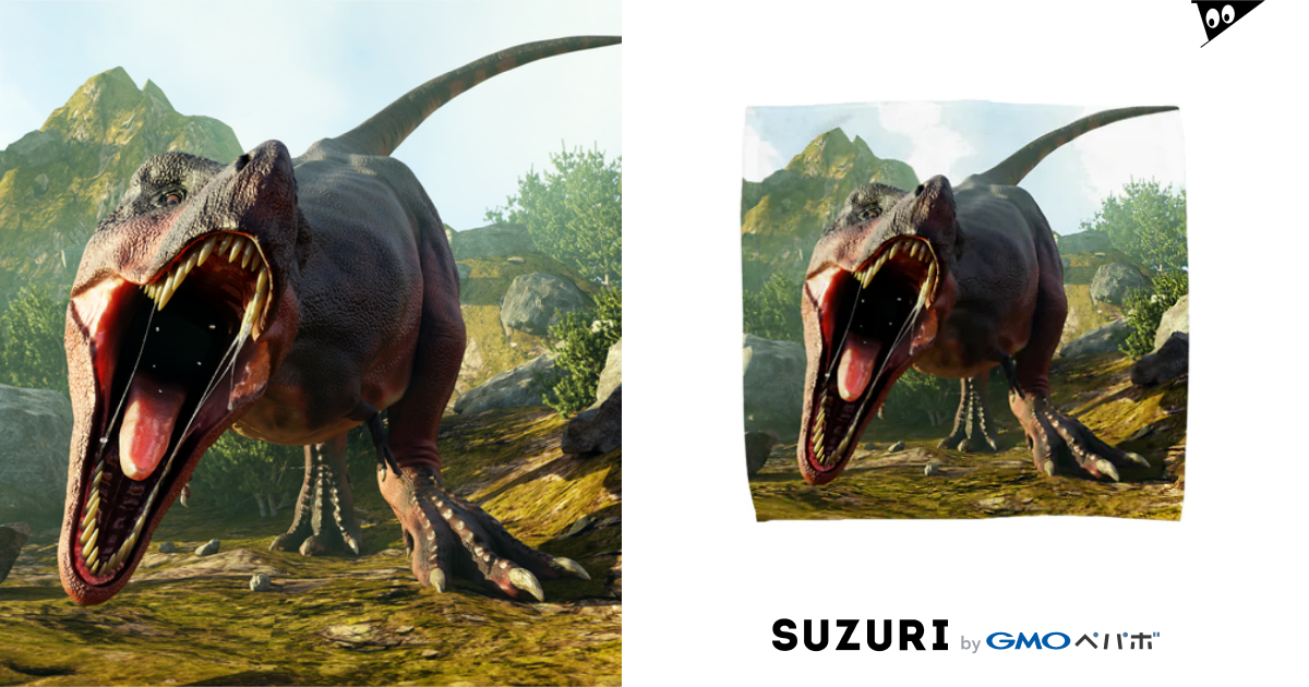 ティラノサウル 正面 恐竜おみやげ屋 K Fujimiya のタオルハンカチ通販 Suzuri スズリ