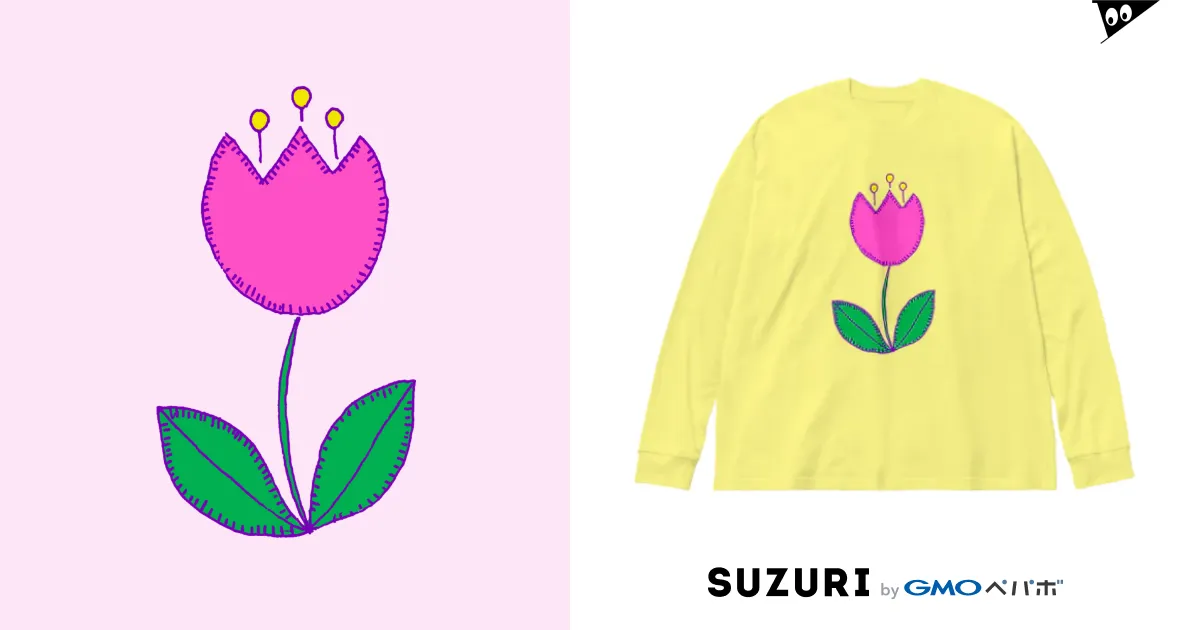 昭和レトロポップ花柄デザイン「チューリップ」（Tシャツ