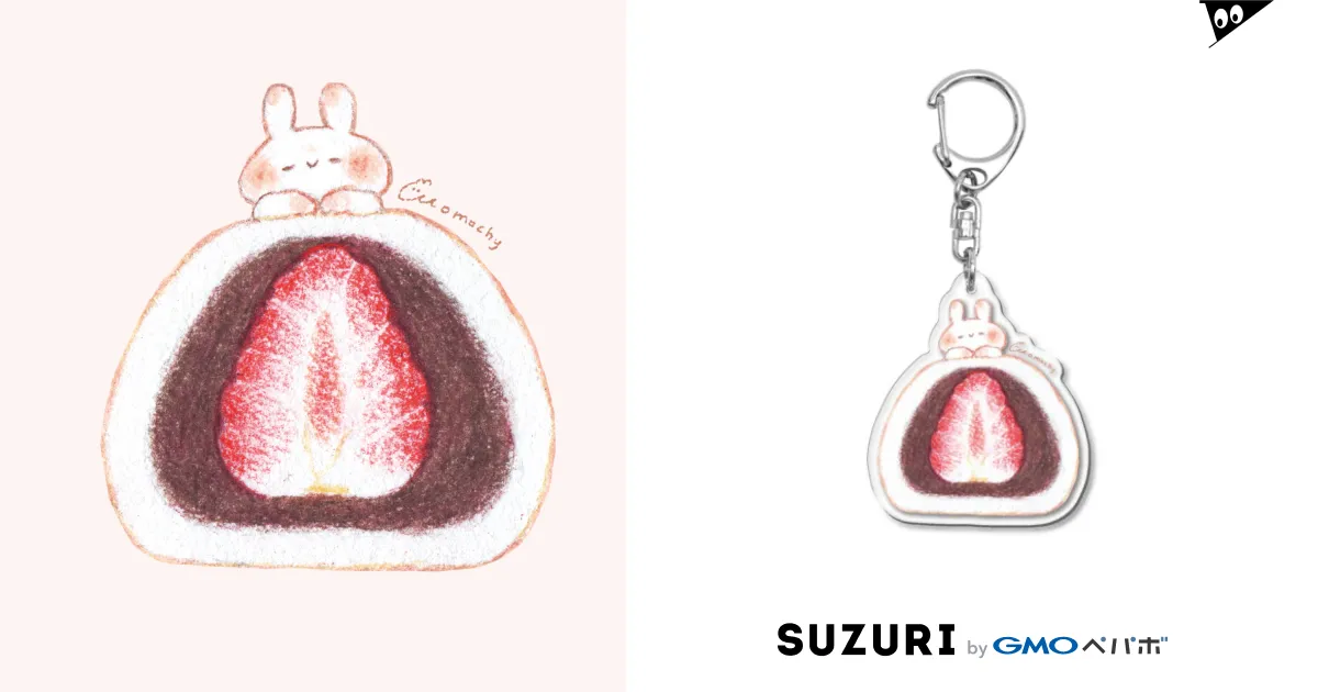 いちご大福とうさぎ / *momochy shop* ( momochy )のアクリル いちご大福とうさぎ / *momochy shop* ( momochy )のアクリル