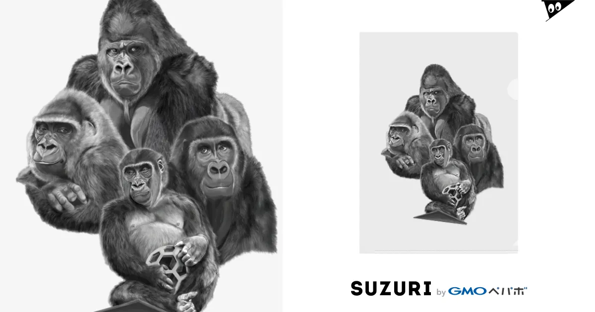 ゴリラ家族のクリアファイル・ゴリラライフ / GorillaLife_SHOP