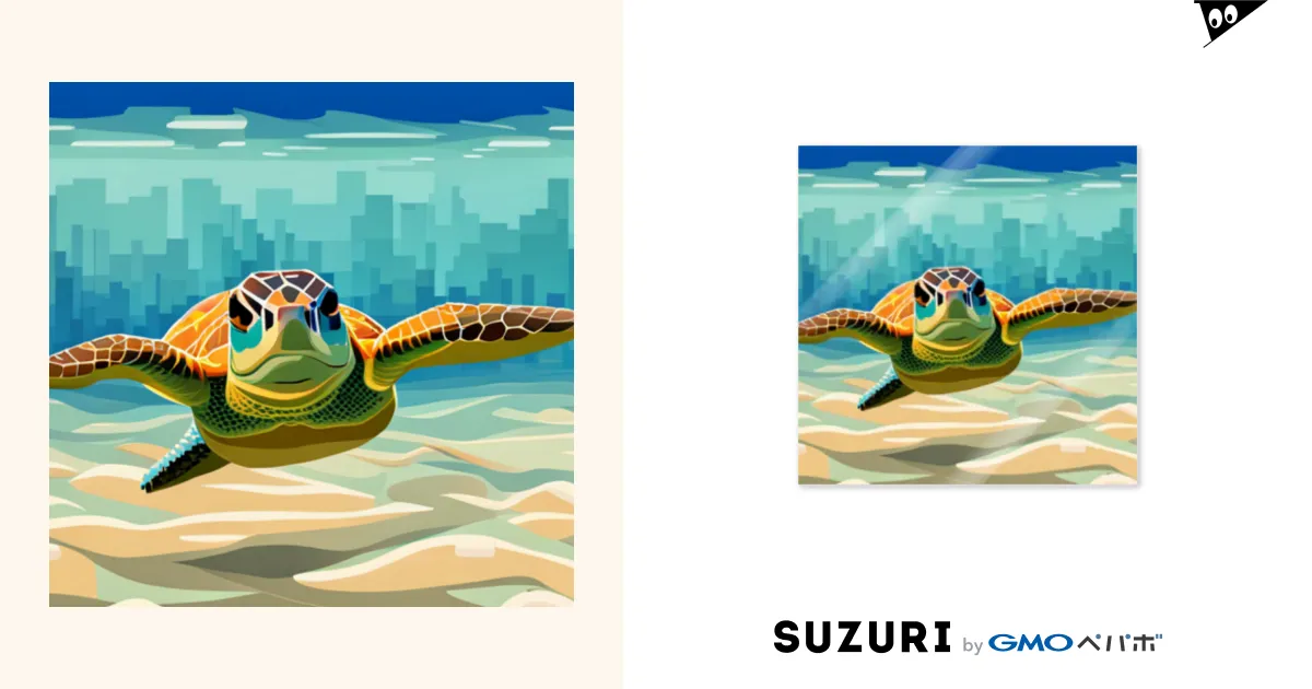 ドット絵の ウミガメ 亀 カメ / yorozuya4628のステッカー通販
