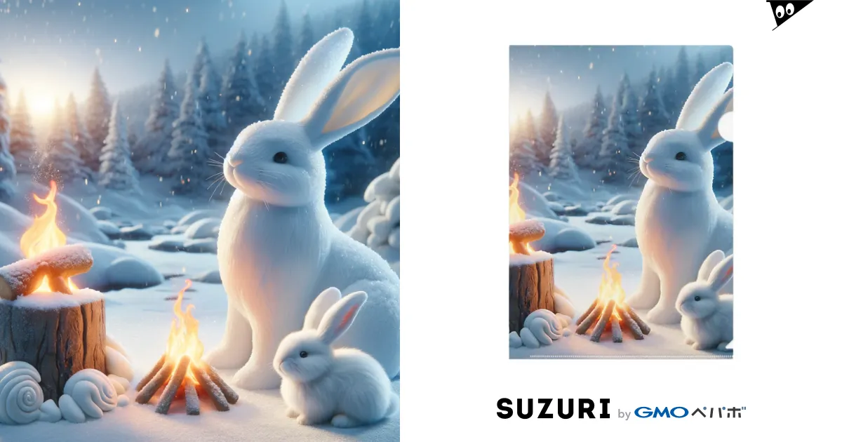 雪ウサギと白うさぎと焚火 / さとさん ( satosan2 )のクリアファイル通販 ∞ SUZURI（スズリ）