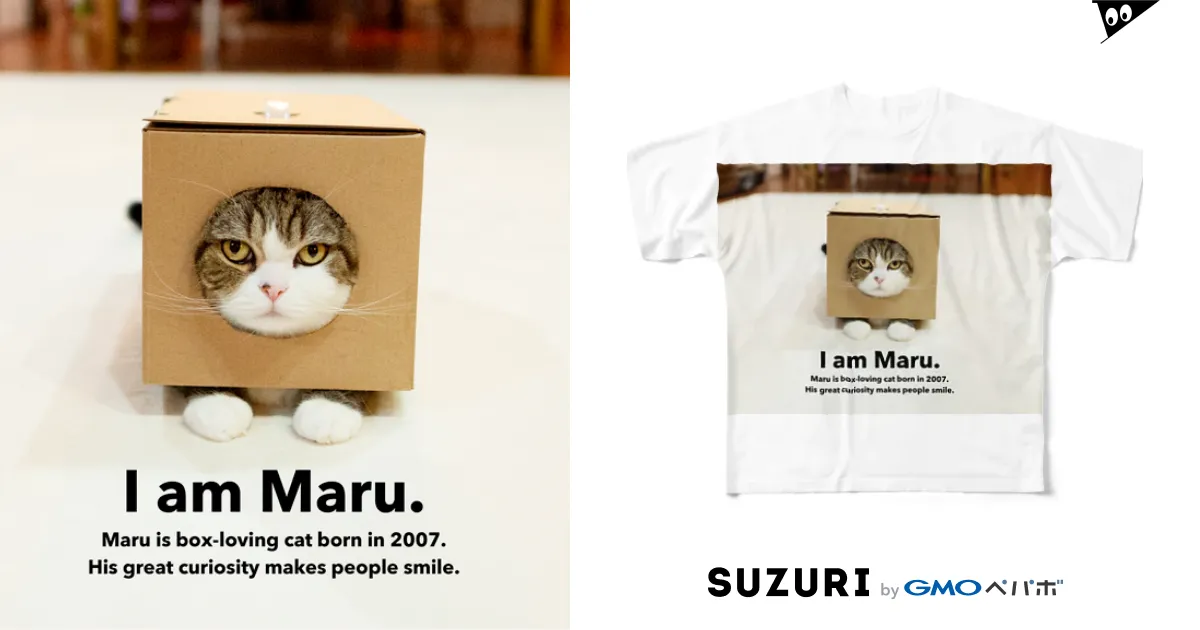 四角箱まるフルグラフィック両面Tシャツ。 / IamMaruのフル