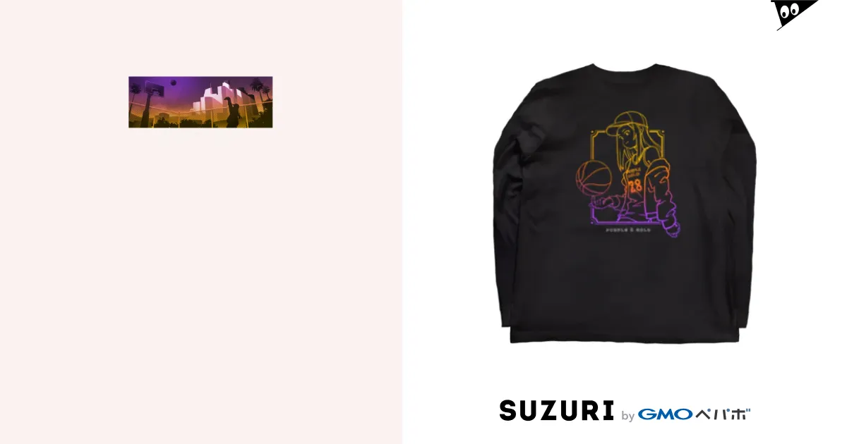 両面黒ロングTシャツ / クーズ男 Purple&Gold ( kuzo623 )の