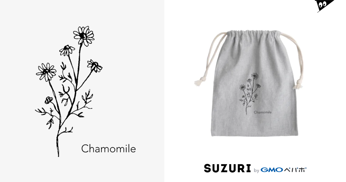 モノクロ カモミール イラスト Mini Drawstring Bag By Lepuy Le Puy Suzuri