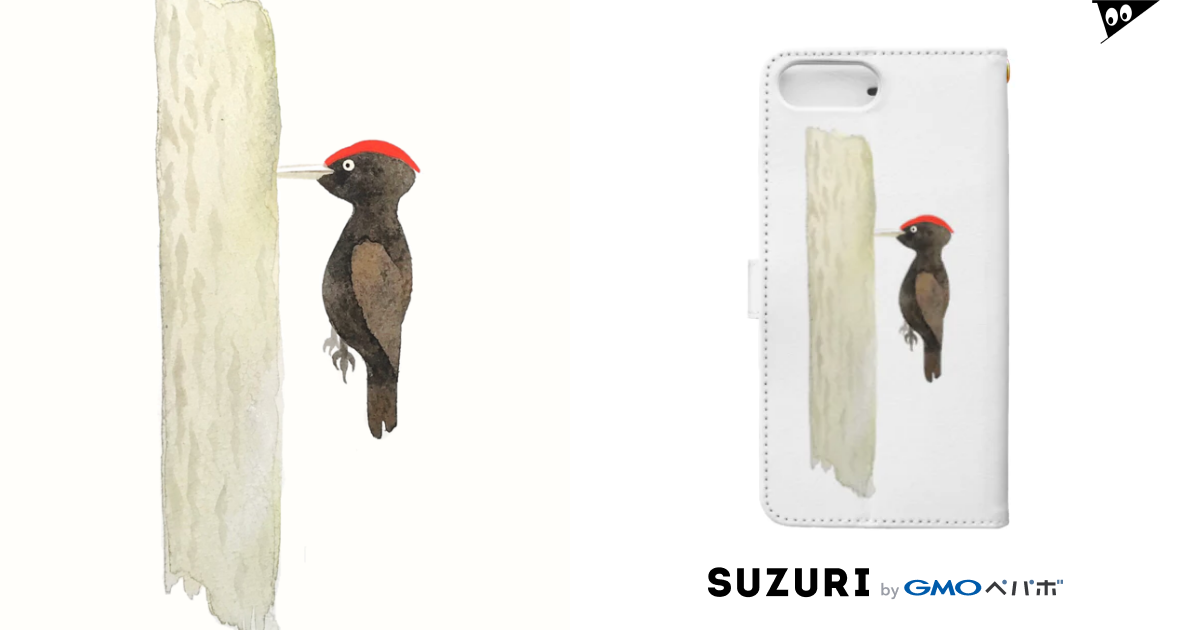 森のきつつき Ishii Yuma 野鳥と動物 Ishiiyuma の手帳型スマホケース通販 Suzuri スズリ